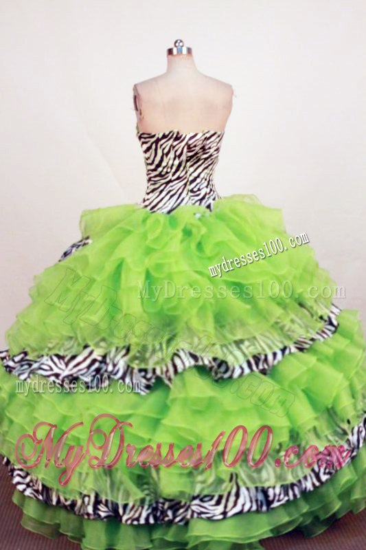 Ruffled Layers Rhinestone Sweet sixteen dresses with Black and White Zabra
